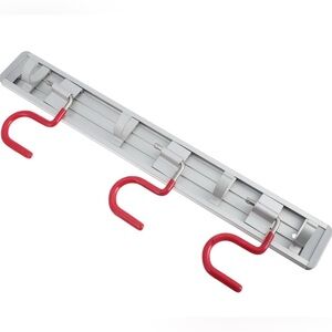 Mop Broom Holder 3 Hooks Punch-Free Wall Mount Storage Rack Space Aluminum